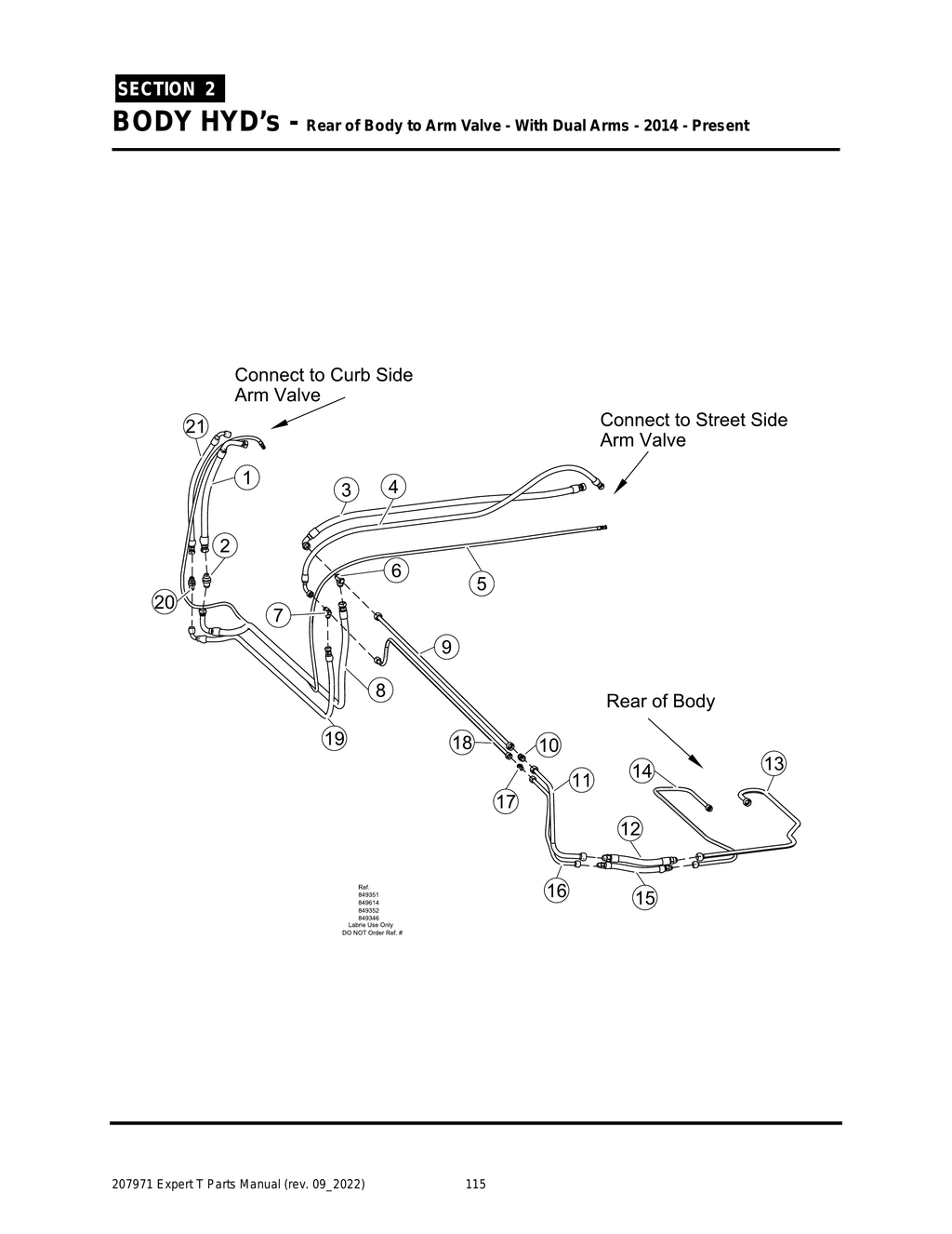 EXPERT - PG 115 - Section 2 - BODY HYD’s - Rear of Body to Arm Valve - With Dual Arms - 2014 - Present