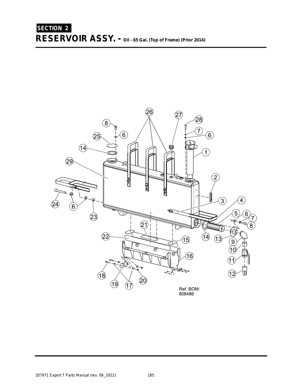 EXPERT - PG 185 - Section 2 - RESERVOIR ASSY. - Oil - 65 Gal. (Top of Frame) (Prior 2014)
