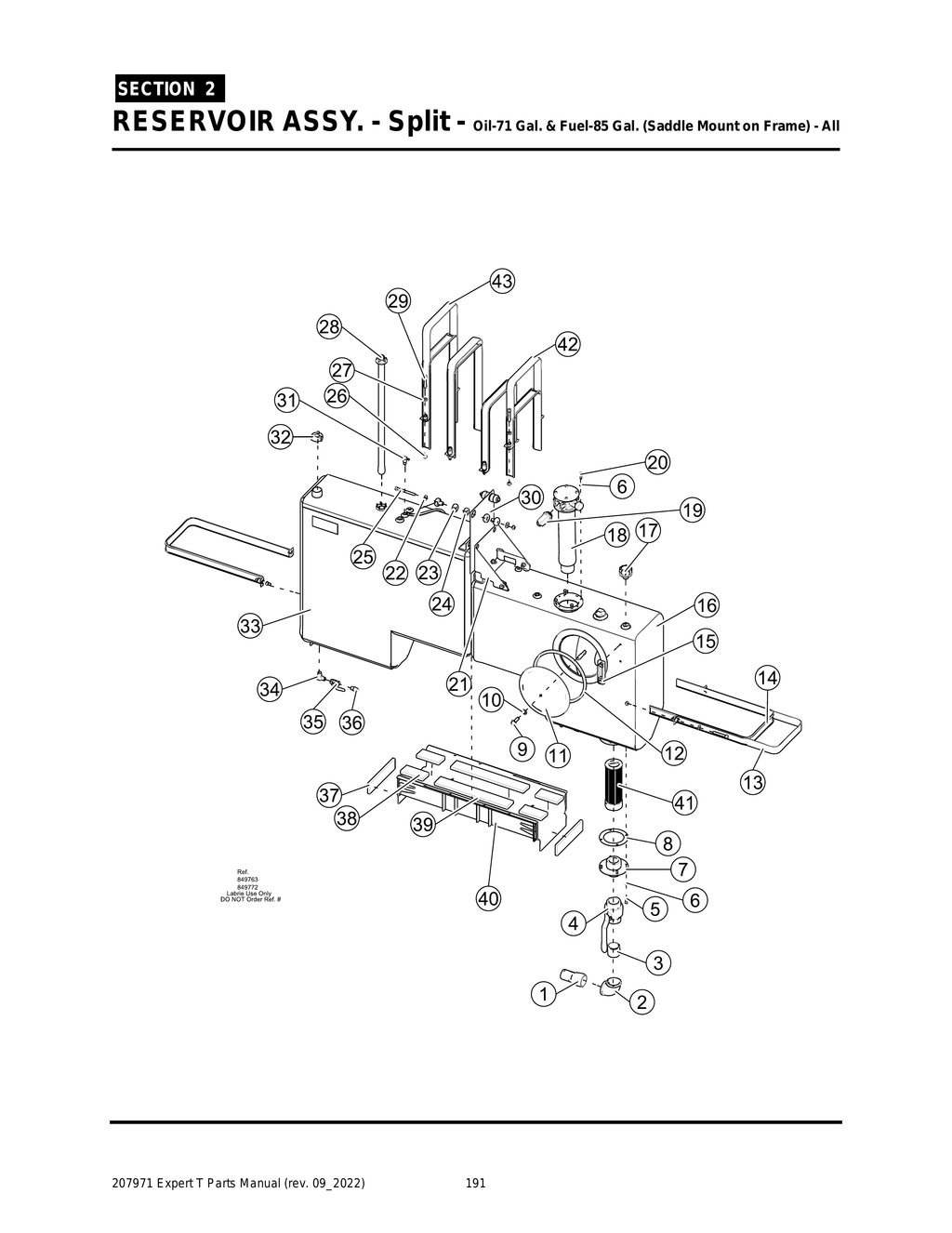 EXPERT - PG 191 - Section 2 - RESERVOIR ASSY. - Split - Oil-71 Gal. & Fuel-85 Gal. (Saddle Mount on Frame) - All