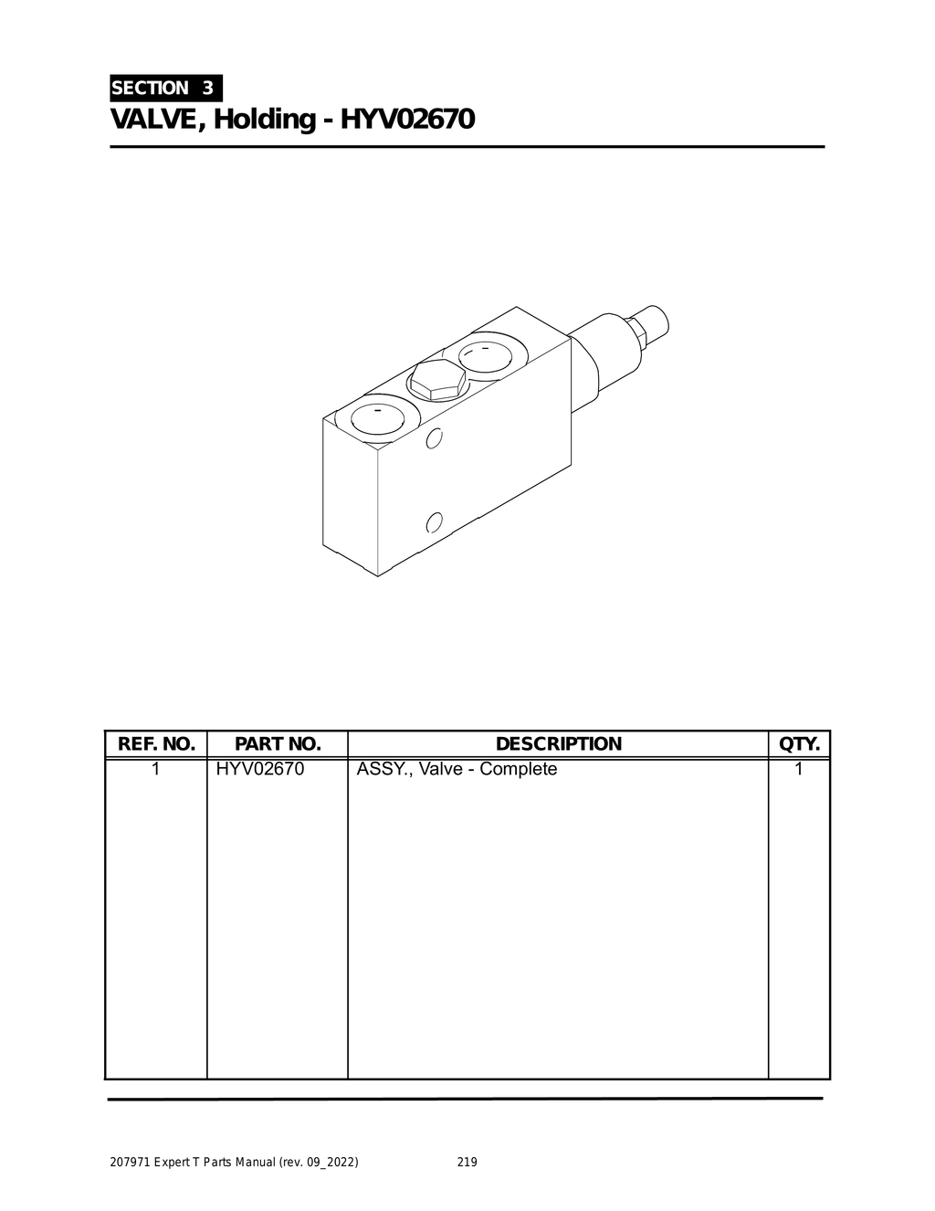 EXPERT - PG 219 - Section 3 - VALVE, Holding - HYV02670