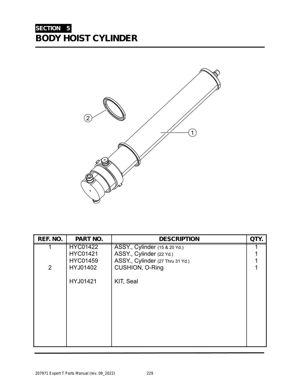 EXPERT - PG 229 - Section 5 - BODY HOIST CYLINDER