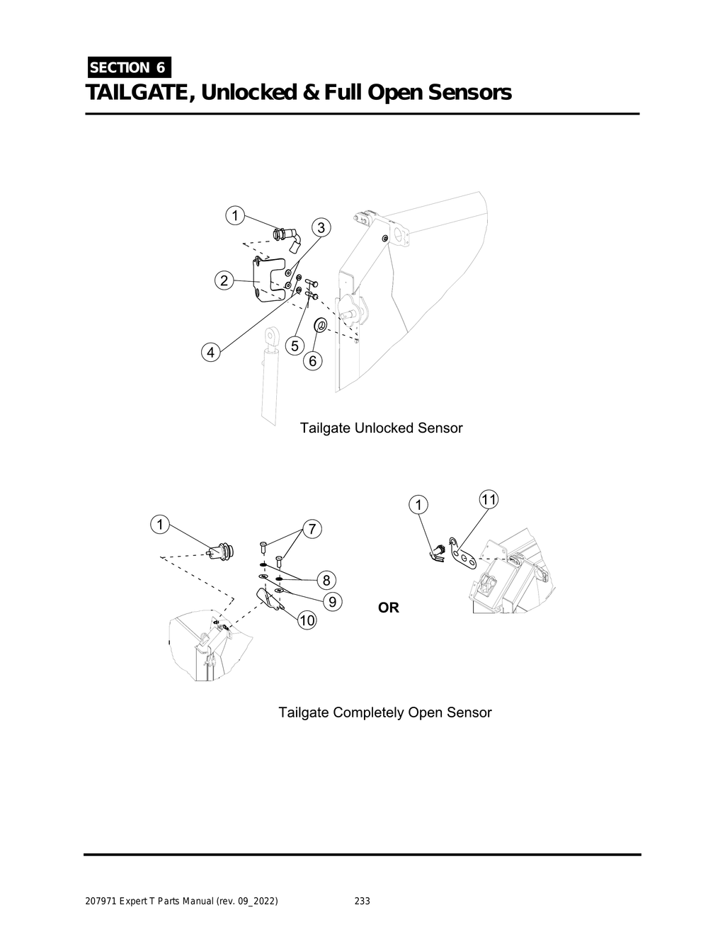 EXPERT - PG 233 - Section 6 - TAILGATE, Unlocked & Full Open Sensors