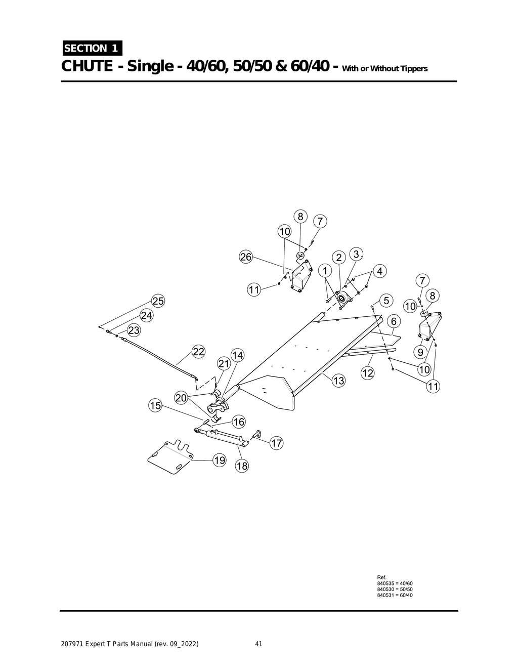 EXPERT - PG 041 - Section 1 - CHUTE - Single - 40/60, 50/50 & 60/40 - With or Without Tippers