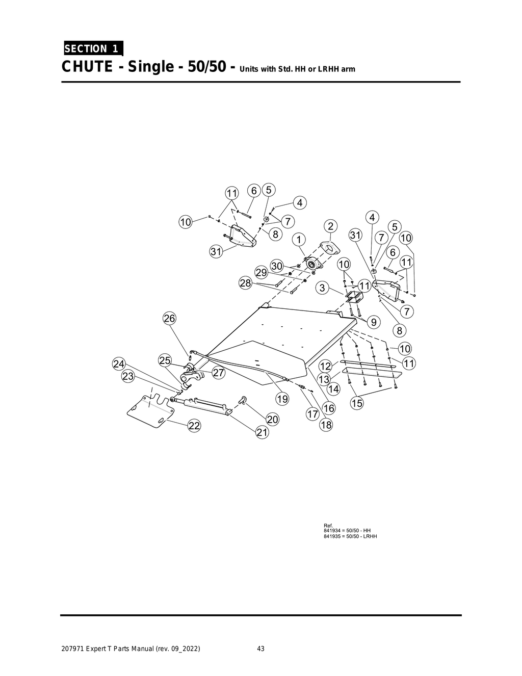 EXPERT - PG 043 - Section 1 - CHUTE - Single - 50/50 - Units with Std. HH or LRHH arm