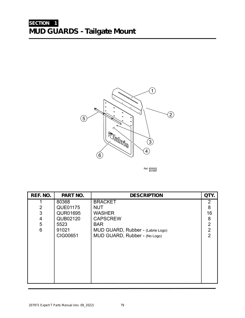 EXPERT - PG 079 - Section 1 - MUD GUARDS - Tailgate Mount