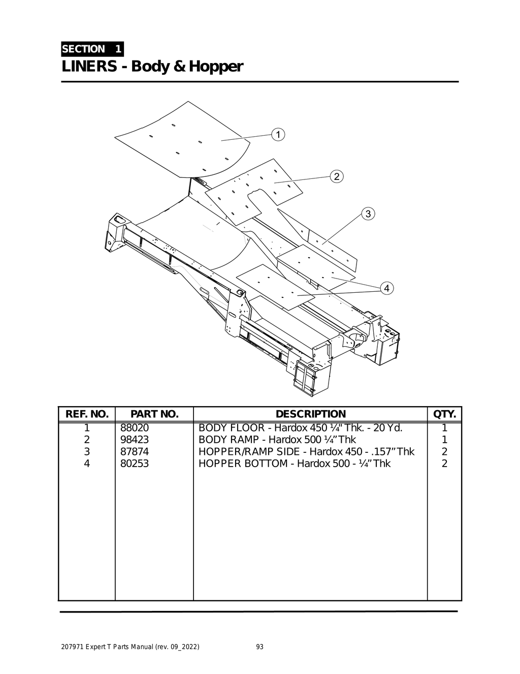 EXPERT - PG 093 - Section 1 - LINERS - Body & Hopper