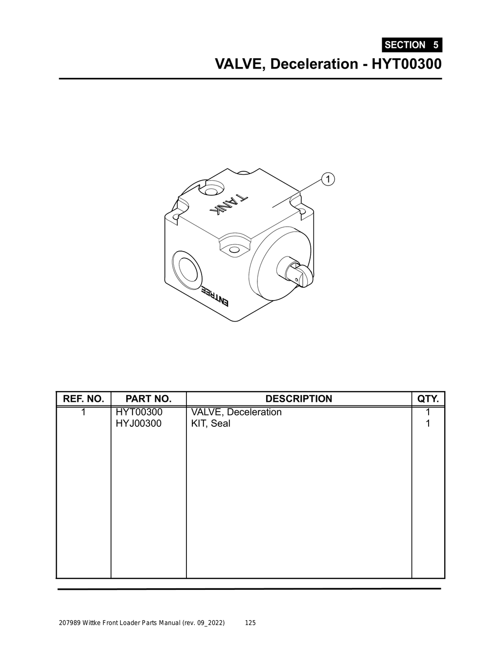 Wittke - All Models - PG 125 - Section 5 - VALVE, Deceleration - HYT00300