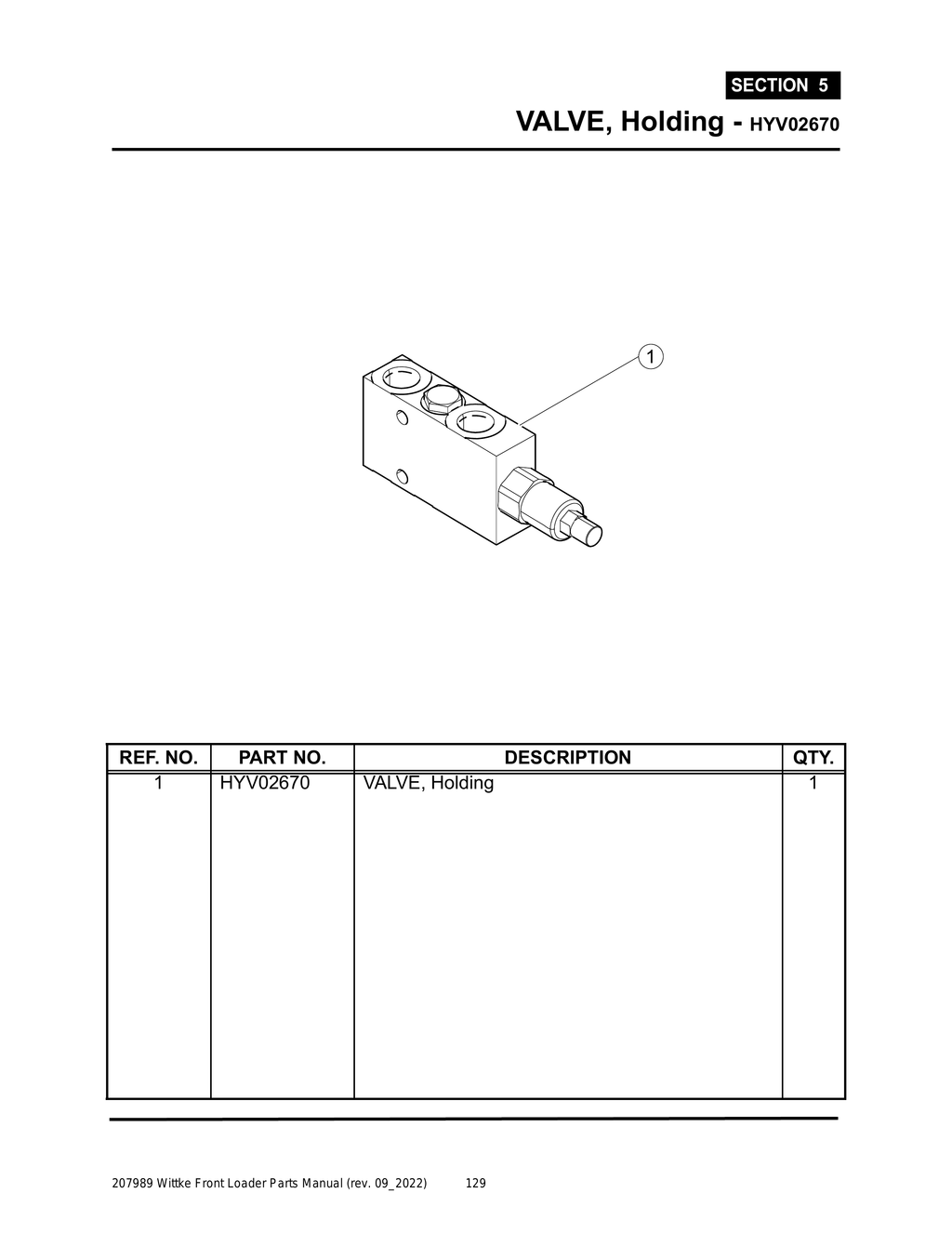 Wittke - All Models - PG 129 - Section 5 - VALVE, Holding - HYV02670