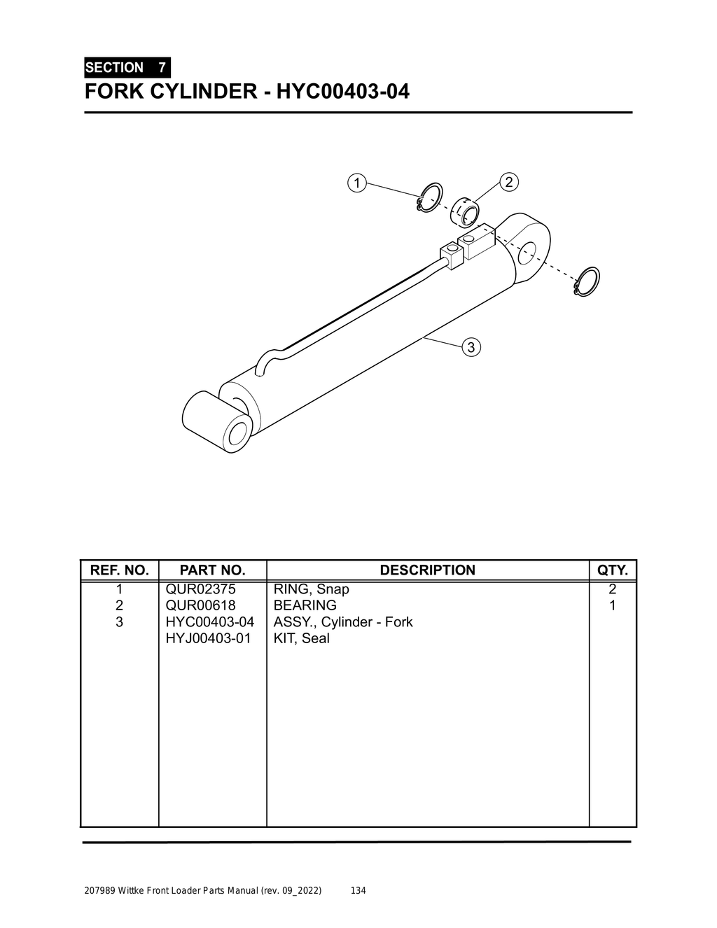 Wittke - All Models - PG 134 - Section 7 - FORK CYLINDER - HYC00403-04