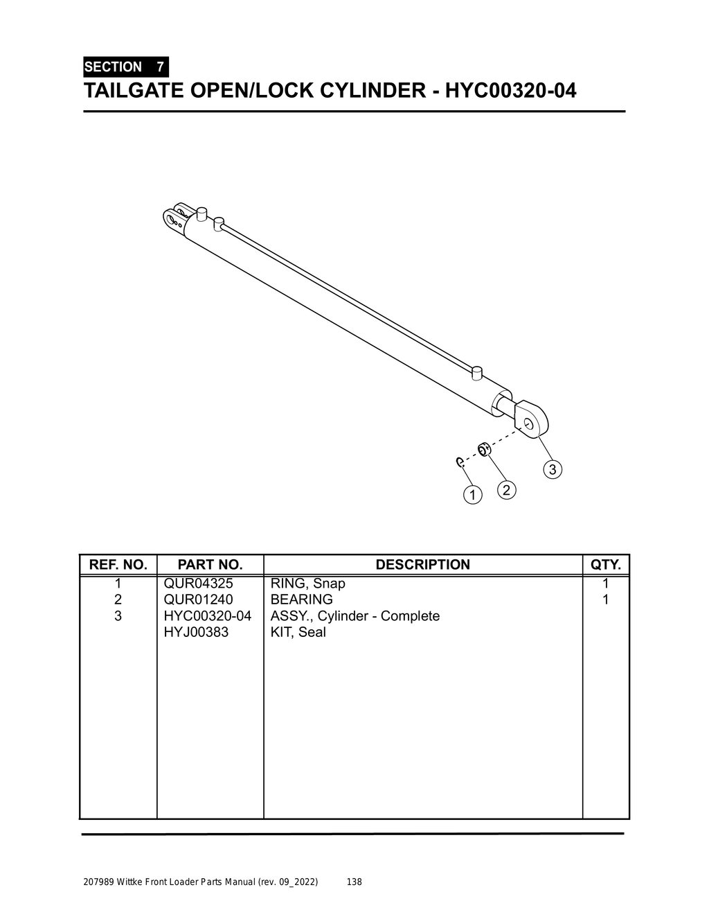 Wittke - All Models - PG 138 - Section 7 - TAILGATE OPEN/LOCK CYLINDER - HYC00320-04