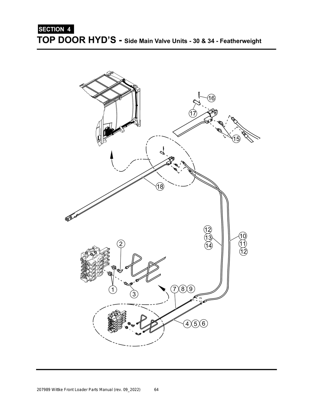 Wittke - Featherweight - PG 064 - Section 4 - TOP DOOR HYD’S - Side Main Valve Units - 30 & 34