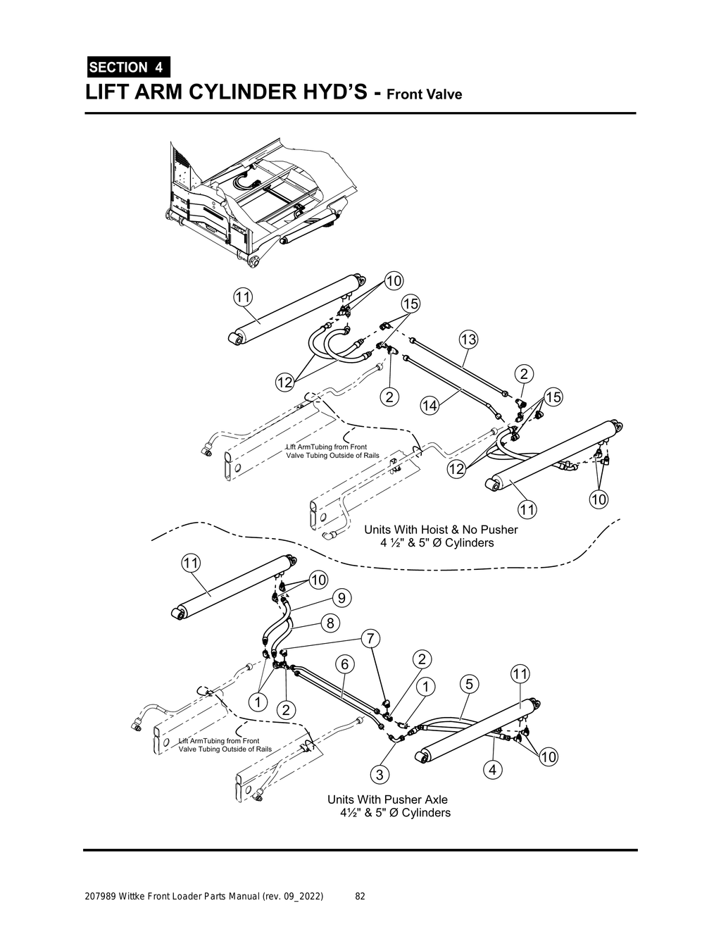 Wittke - All Models - PG 082 - Section 4 - LIFT ARM CYLINDER HYD’S - Front Valve