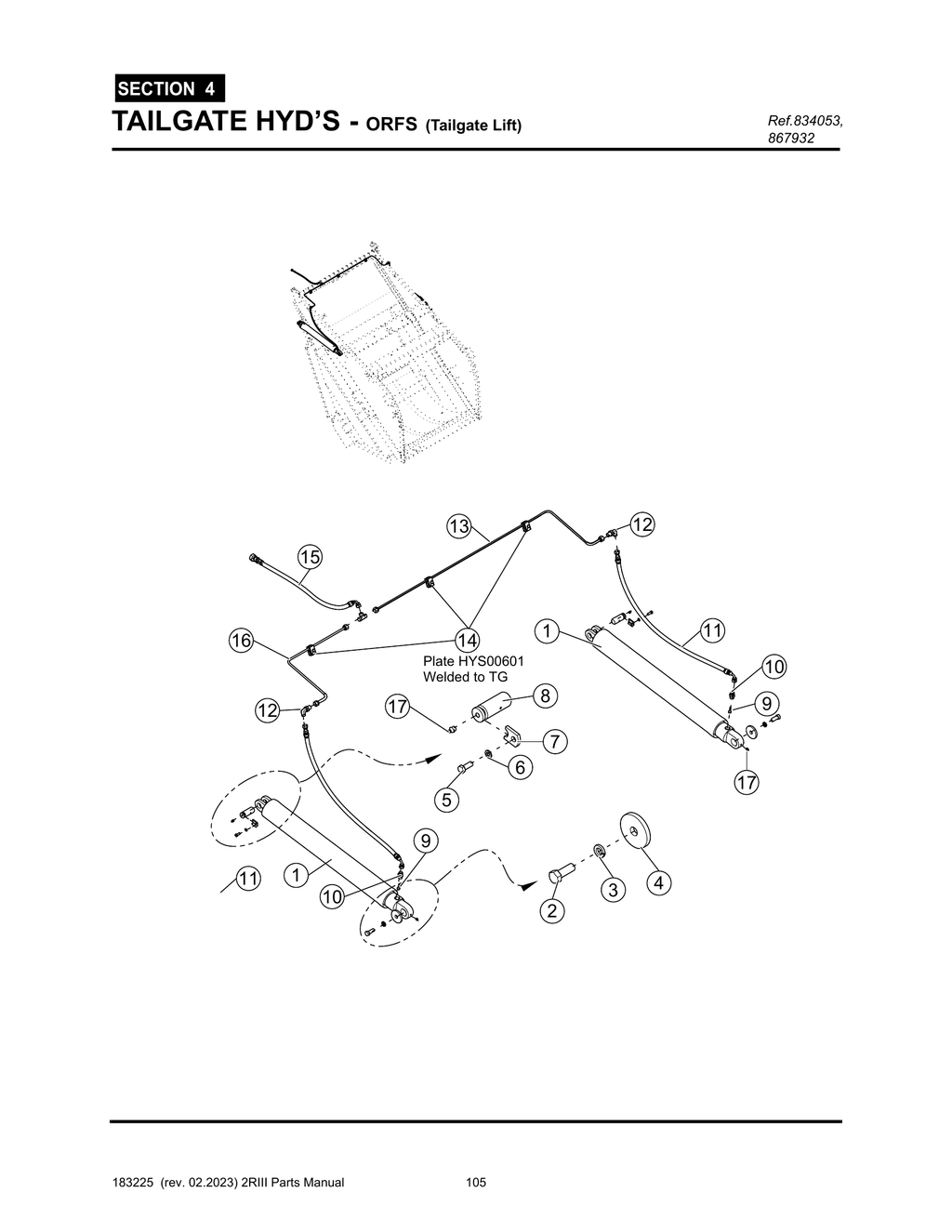 2R-III - PG 105 - SECTION 4 - TAILGATE HYD’S - ORFS (Tailgate Lift)