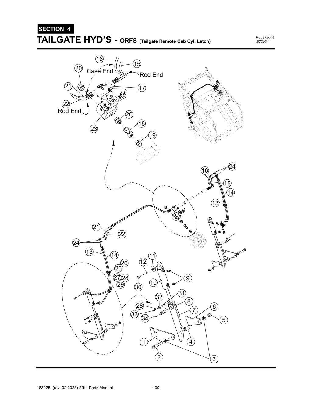 2R-III - PG 109 - SECTION 4 - TAILGATE HYD’S - ORFS (Tailgate Remote Cab Cyl. Latch)