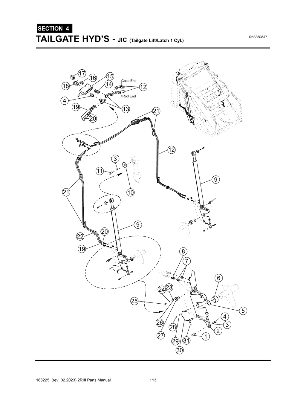 2R-III - PG 113 - SECTION 4 - TAILGATE HYD’S - JIC (Tailgate Lift/Latch 1 Cyl.)