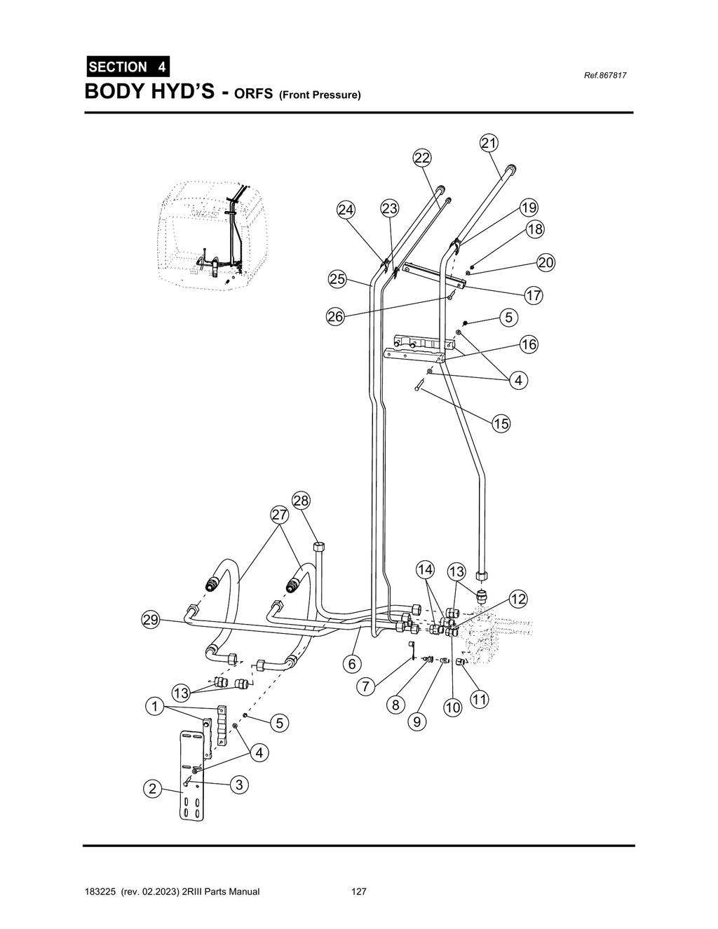 2R-III - PG 127 - SECTION 4 -  BODY HYD’S - ORFS (Front Pressure)