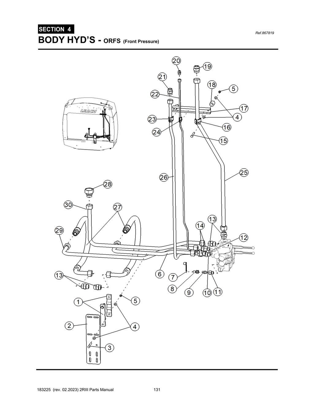 2R-III - PG 131 - SECTION 4 - BODY HYD’S - ORFS (Front Pressure)
