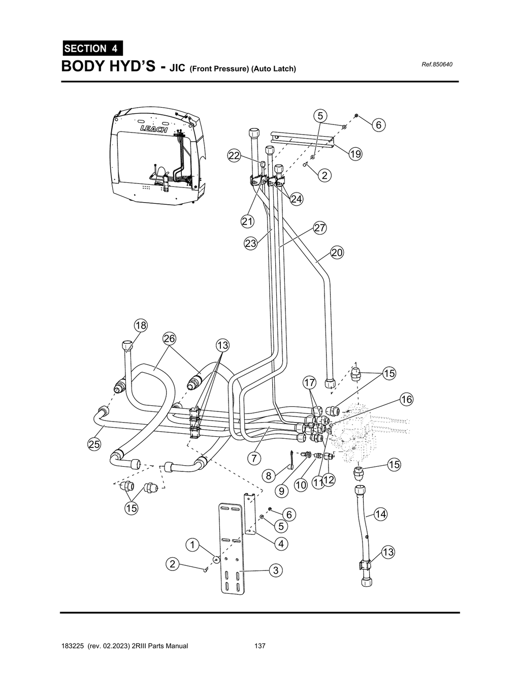 2R-III - PG 137 - SECTION 4 - BODY HYD’S - JIC (Front Pressure) (Auto Latch)
