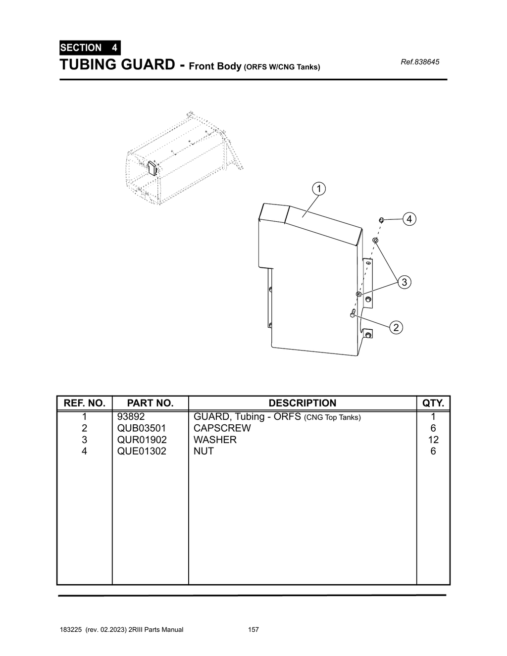 2R-III - PG 157 - SECTION 4 - TUBING GUARD - Front Body (ORFS W/CNG Tanks)