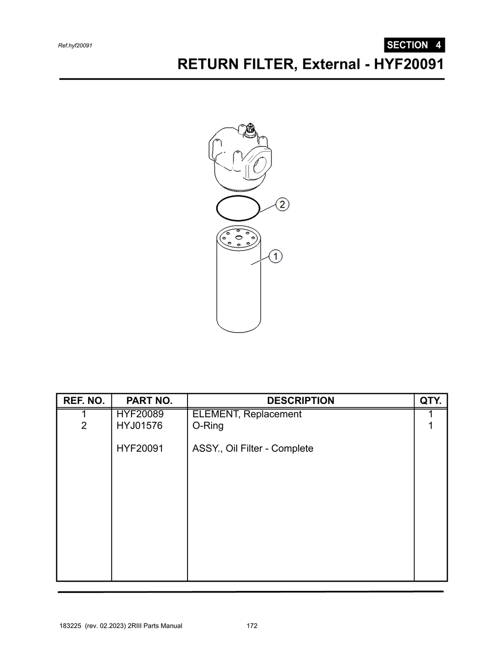 2R-III - PG 172 - SECTION 4 -  RETURN FILTER, External - HYF20091