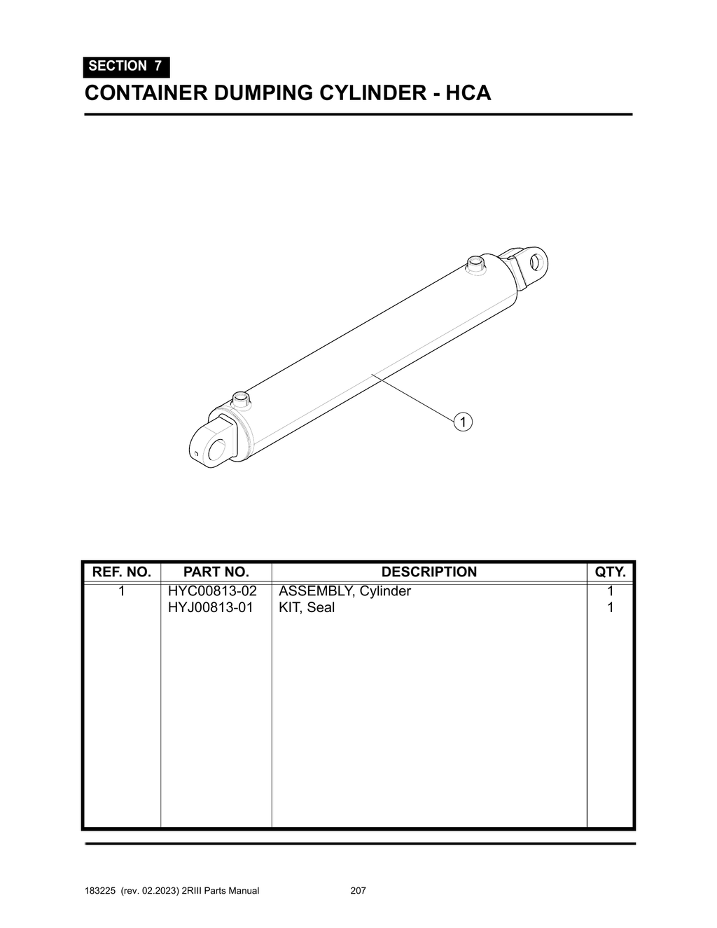 2R-III - PG 207 - SECTION 7 -  CONTAINER DUMPING CYLINDER - HCA