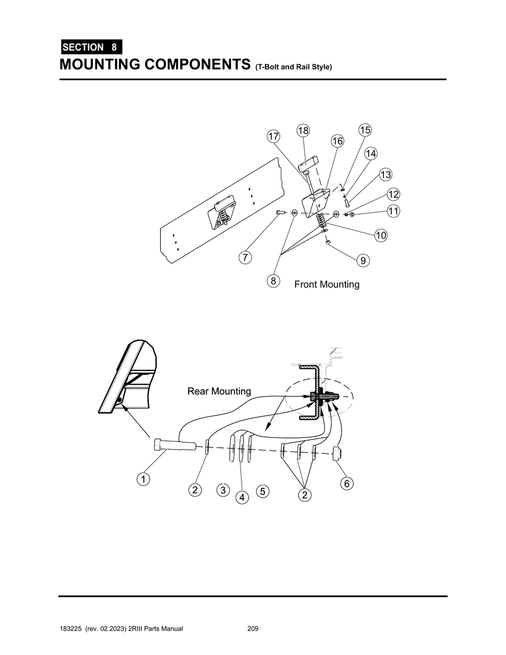 2R-III - PG 209 - SECTION 8 -  MOUNTING COMPONENTS (T-Bolt and Rail Style)