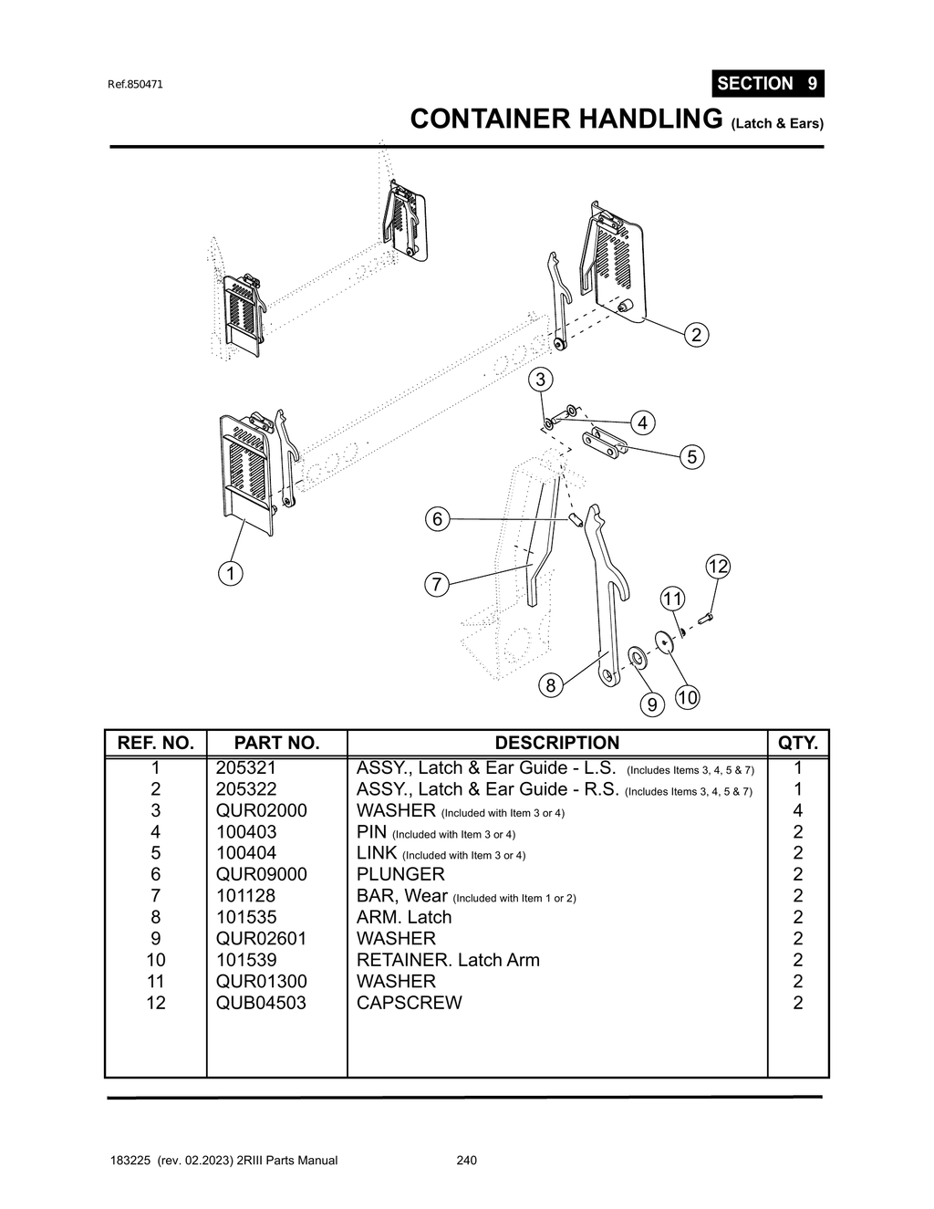 2R-III - PG 240 - SECTION 9 - CONTAINER HANDLING (Latch & Ears)