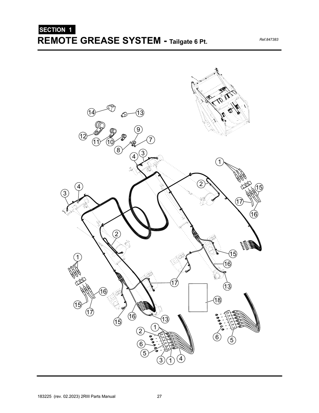 2R-III - PG 027 - SECTION 1 - REMOTE GREASE SYSTEM - Tailgate 6 Pt.