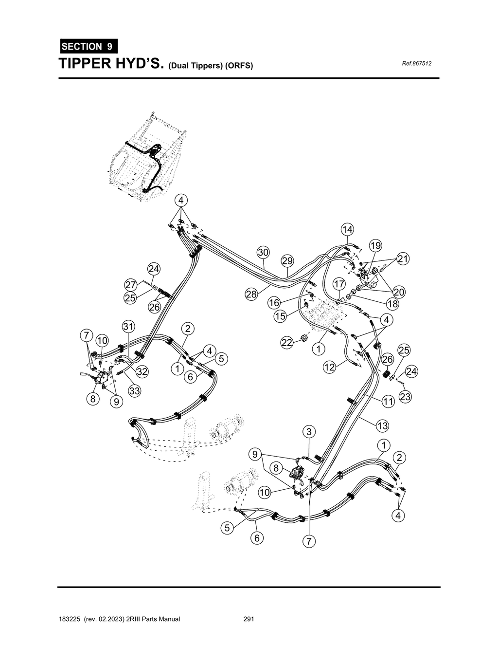 2R-III - PG 291 - SECTION 9 - TIPPER HYD’S. (Dual Tippers) (ORFS)