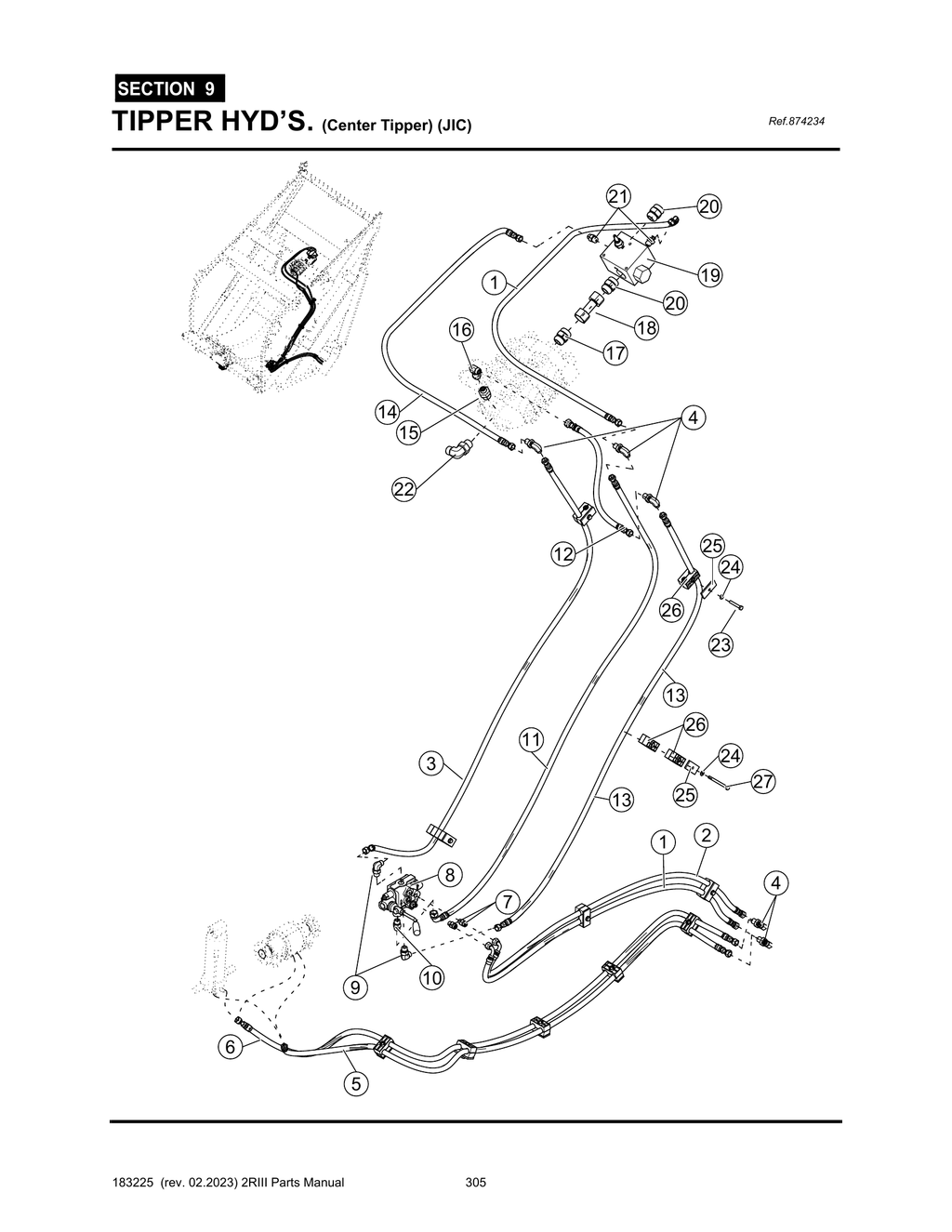 2R-III - PG 305 - SECTION 9 -  TIPPER HYD’S. (Center Tipper) (JIC)