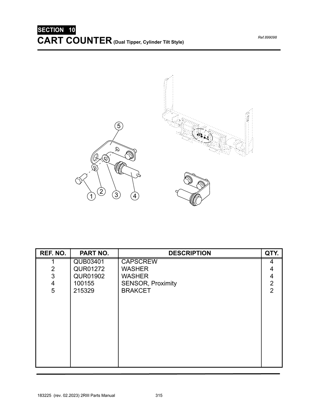 2R-III - PG 315 - SECTION 10 - CART COUNTER (Dual Tipper, Cylinder Tilt Style)