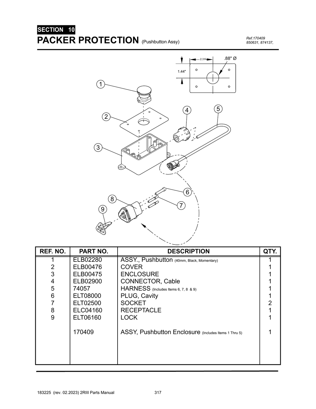 2R-III - PG 317 - SECTION 10 - PACKER PROTECTION (Pushbutton Assy)