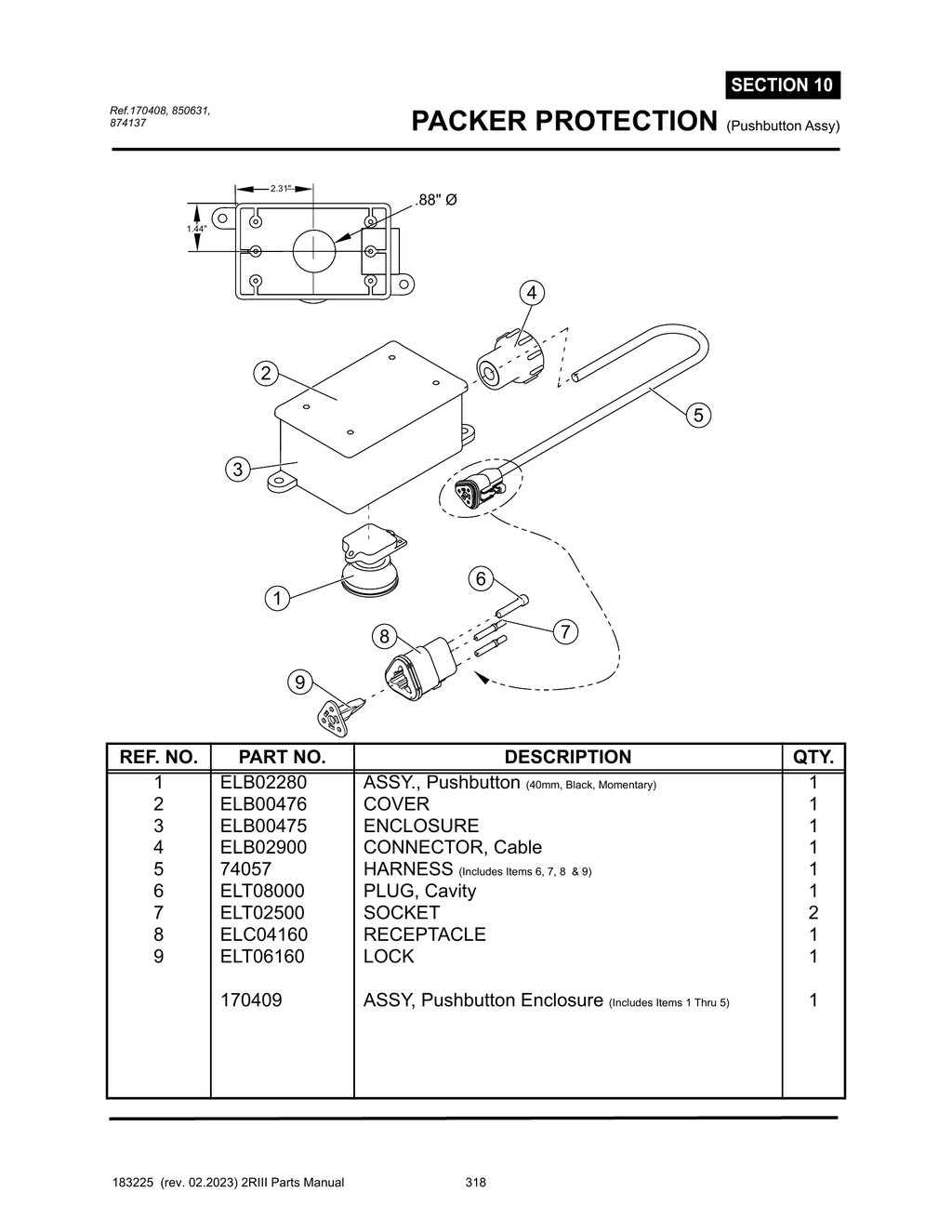 2R-III - PG 318 - SECTION 10 - PACKER PROTECTION (Pushbutton Assy)
