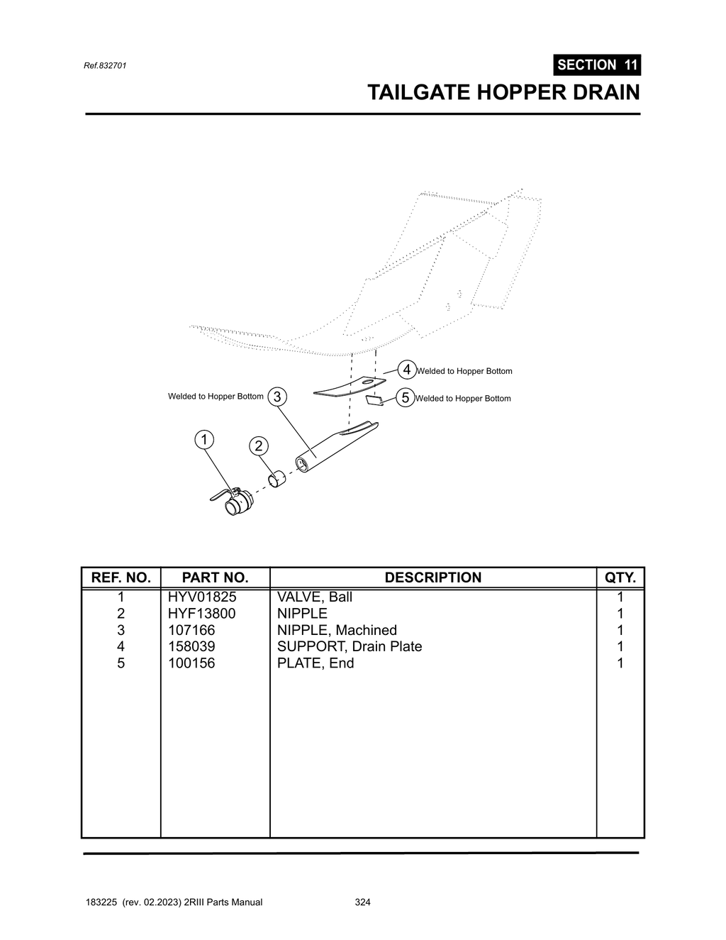 2R-III - PG 324 - SECTION 11 - TAILGATE HOPPER DRAIN