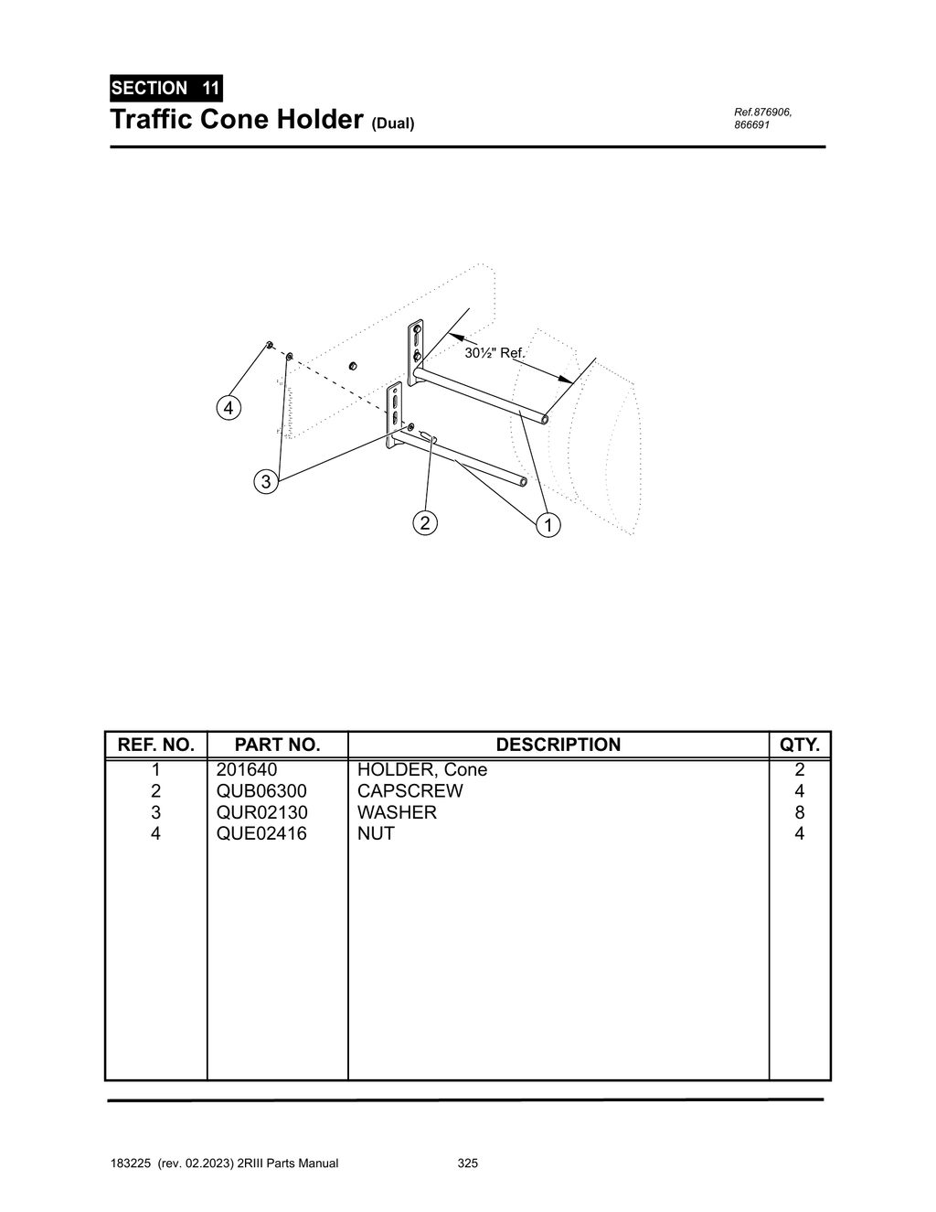 2R-III - PG 325 - SECTION 11 - Traffic Cone Holder (Dual)