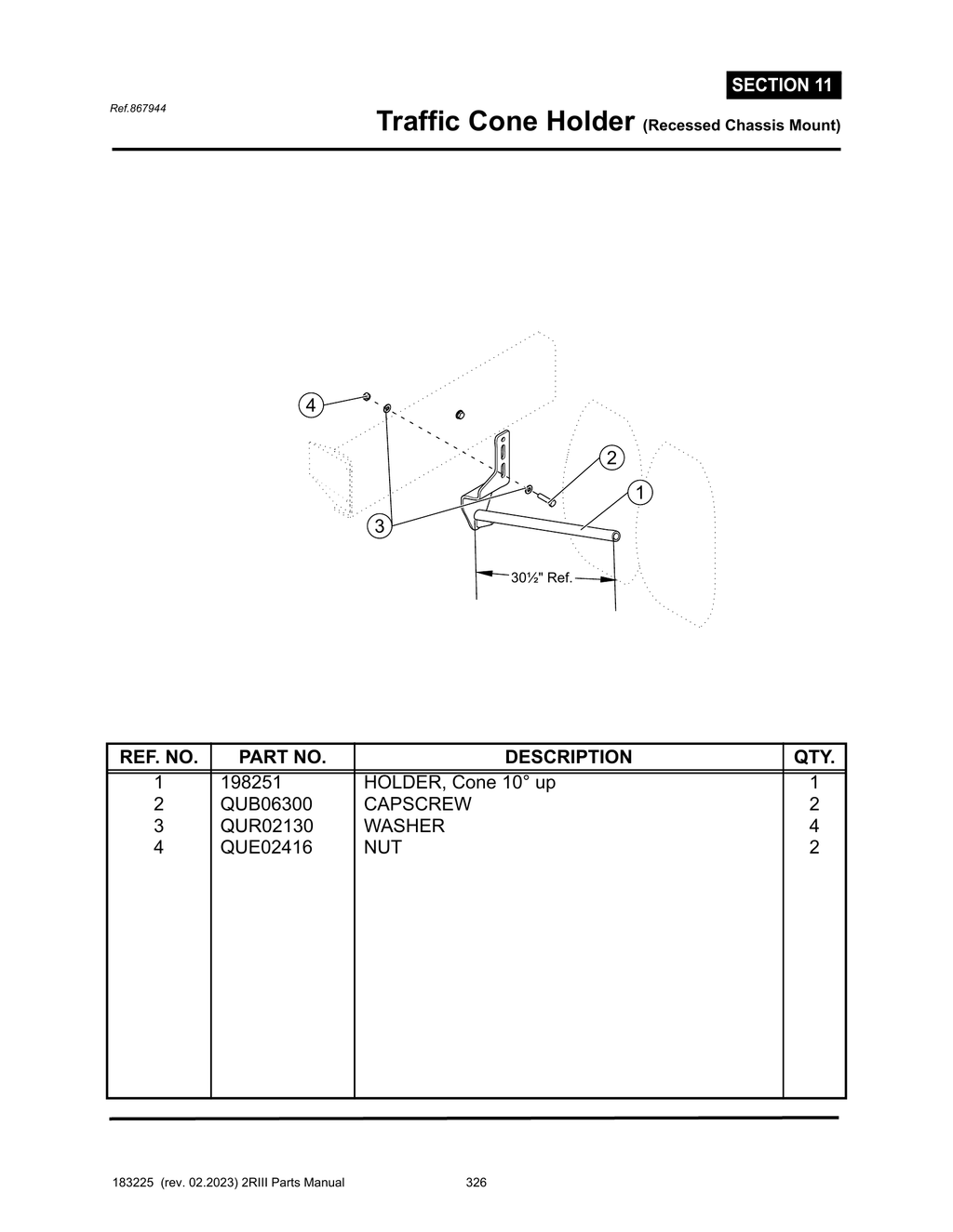 2R-III - PG 326 - SECTION 11 - Traffic Cone Holder (Recessed Chassis Mount)