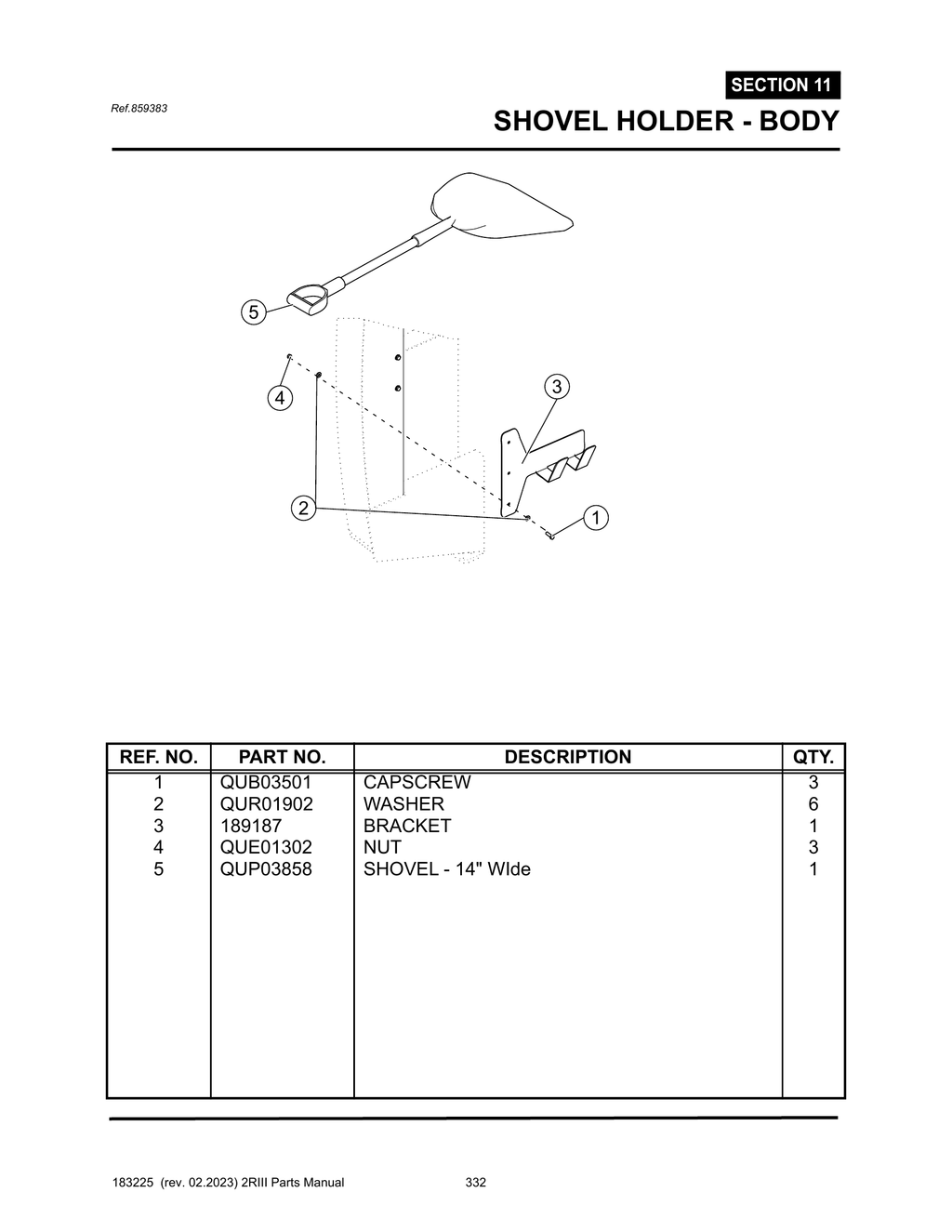 2R-III - PG 332 - SECTION 11 - SHOVEL HOLDER - BODY