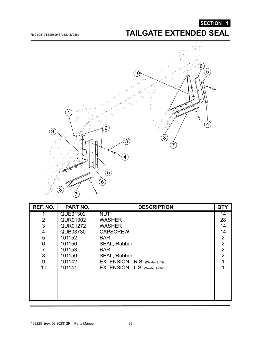 2R-III - PG 038 - SECTION 1 - TAILGATE EXTENDED SEAL