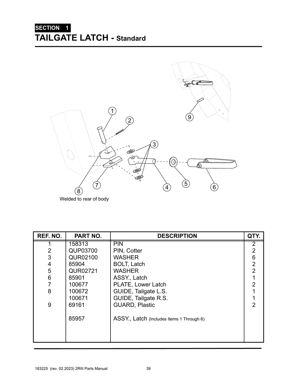 2R-III - PG 039 - SECTION 1 - TAILGATE LATCH - Standard