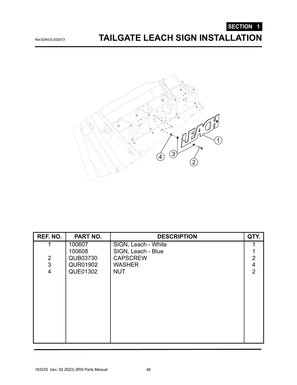 2R-III - PG 046 - SECTION 1 - TAILGATE LEACH SIGN INSTALLATION
