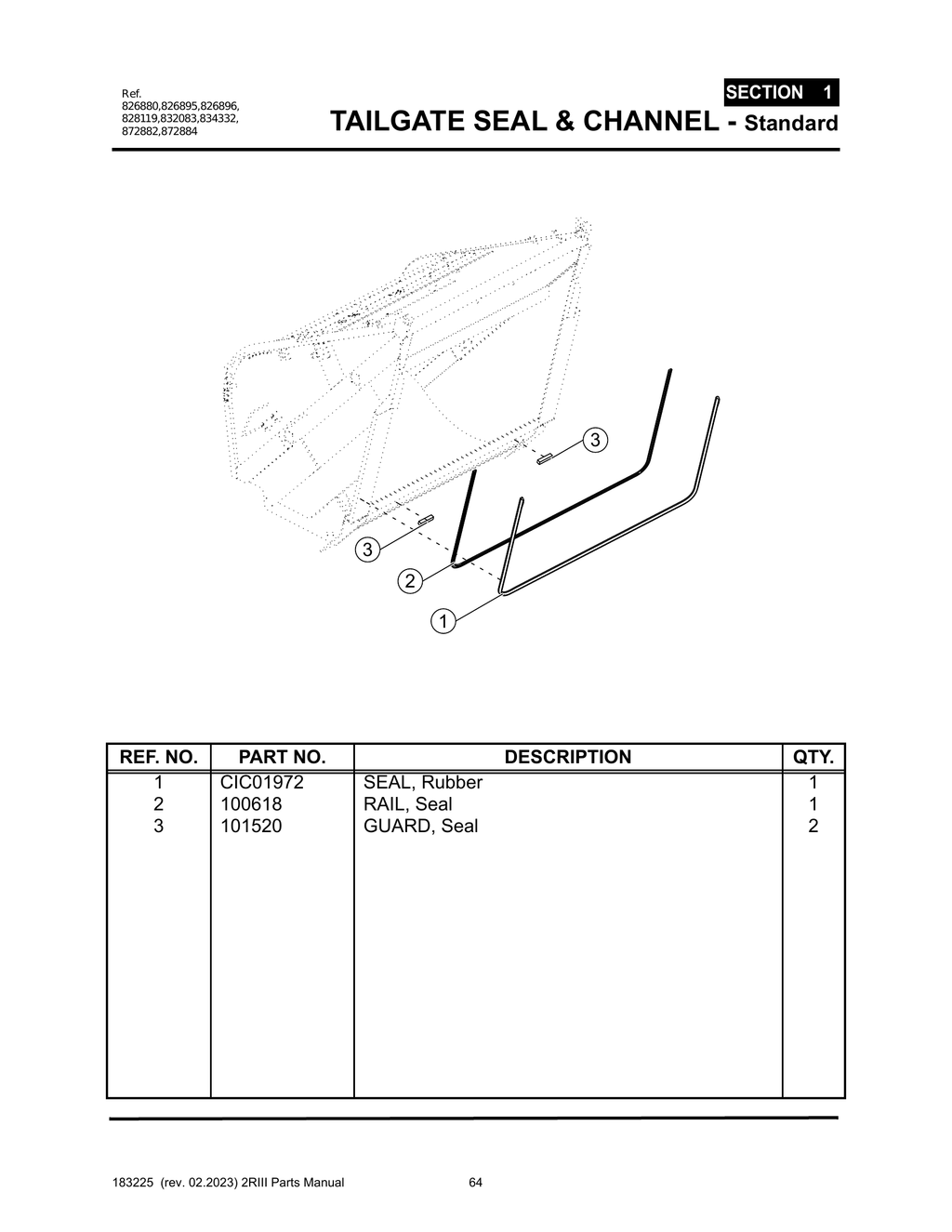 2R-III - PG 064 - SECTION 1 - TAILGATE SEAL & CHANNEL - Standard