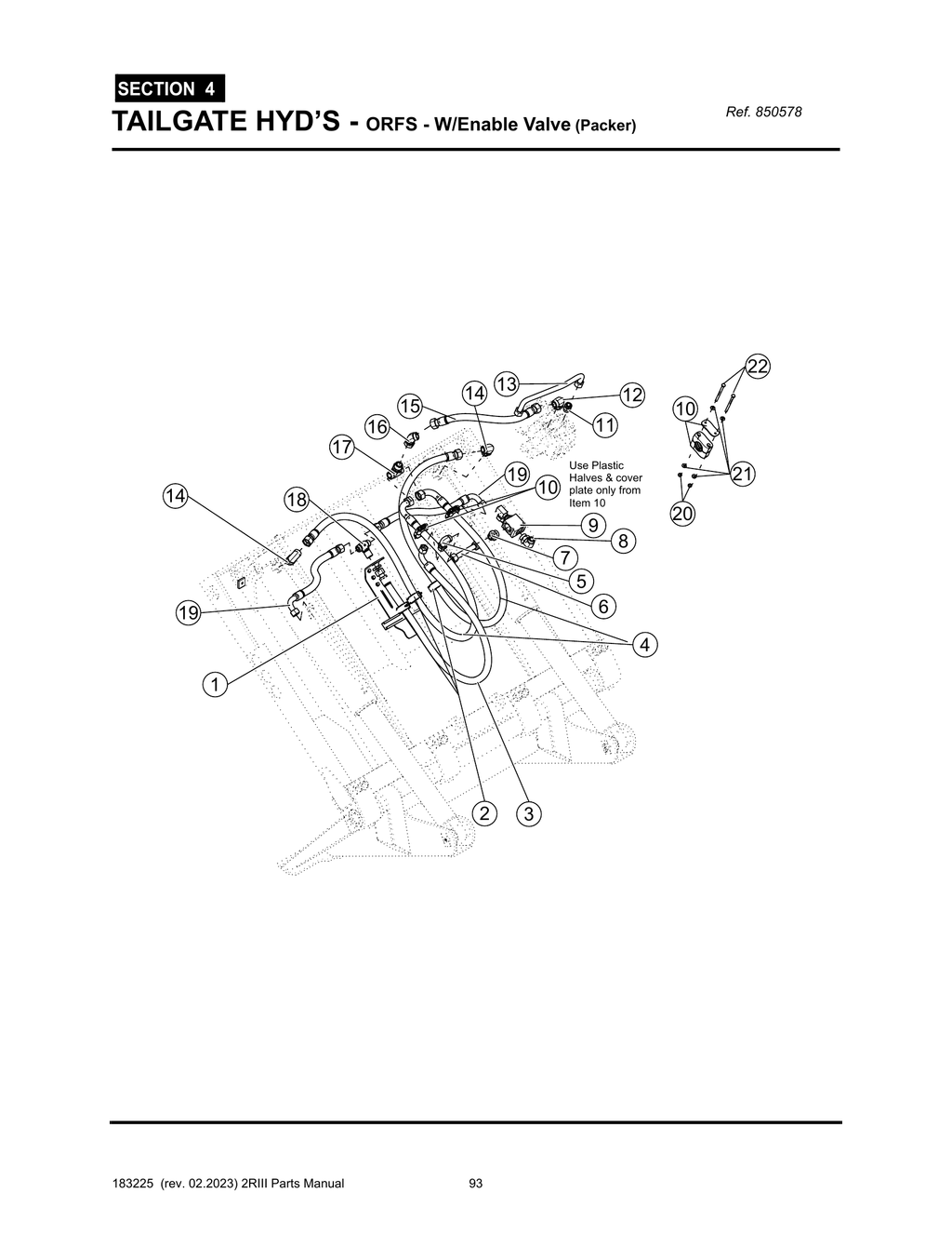 2R-III - PG 093 - SECTION 4 - TAILGATE HYD’S - ORFS - W/Enable Valve (Packer)