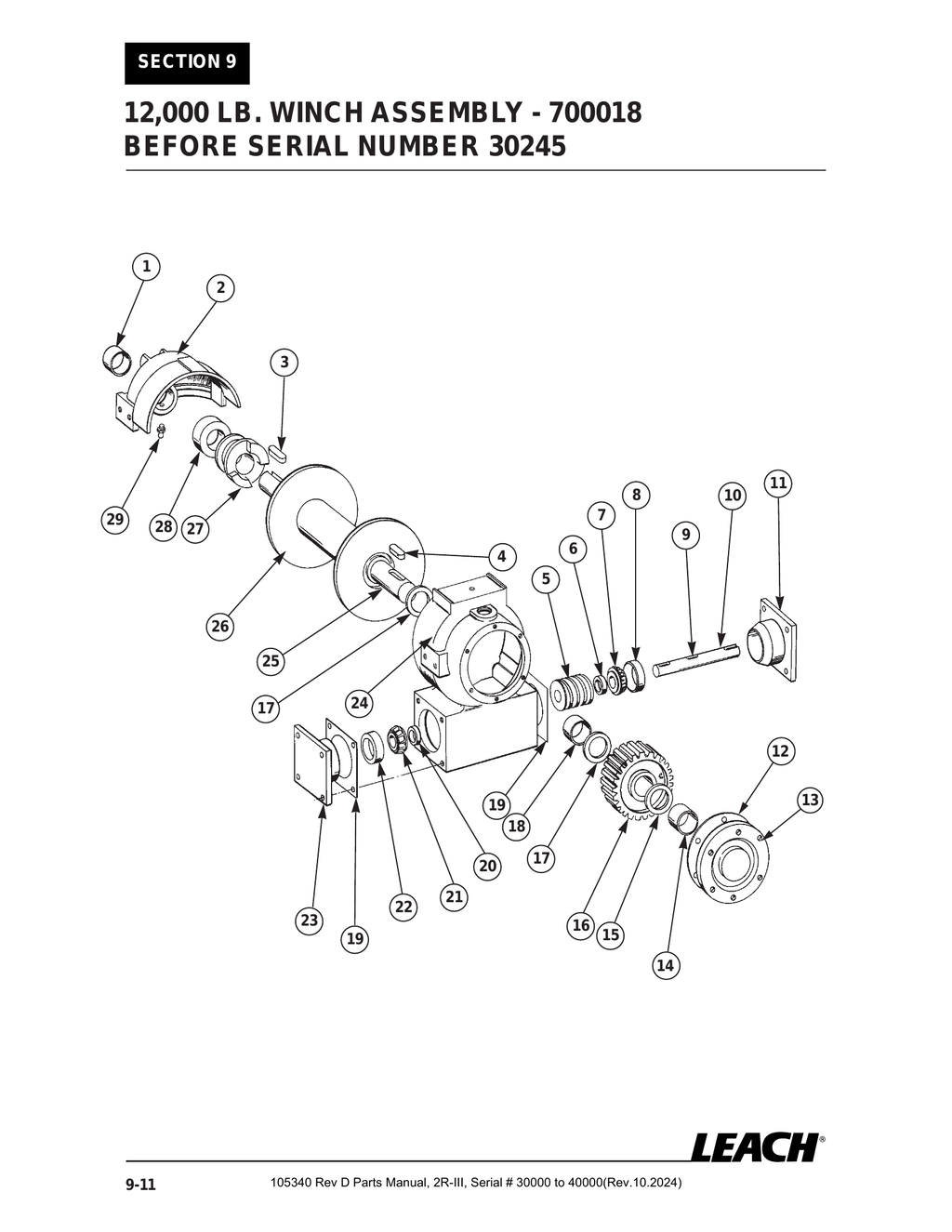 2R-III 30K/40K - PG 120 - Section 9 - 12,000 LB. WINCH ASSEMBLY - 700018 BEFORE SERIAL NUMBER 30245