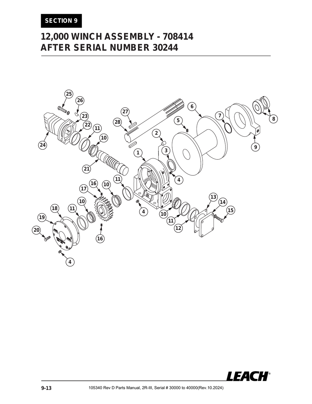 2R-III 30K/40K - PG 122 - Section 9 - 12,000 WINCH ASSEMBLY - 708414 AFTER SERIAL NUMBER 30244