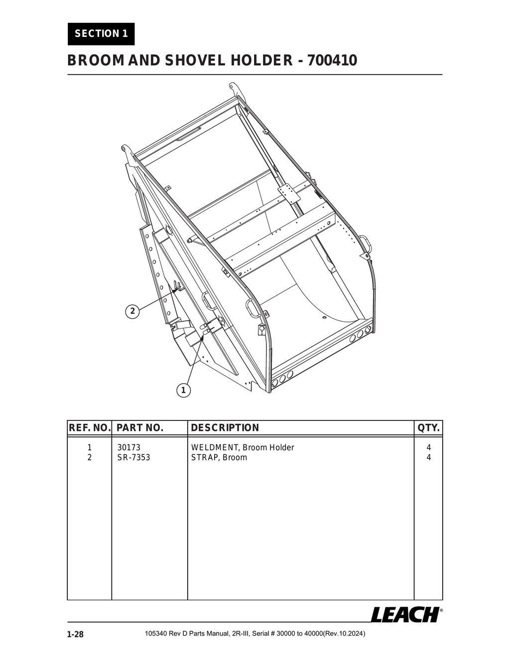 2R-III 30K/40K - PG 028 - Section 1 - BROOM AND SHOVEL HOLDER - 700410
