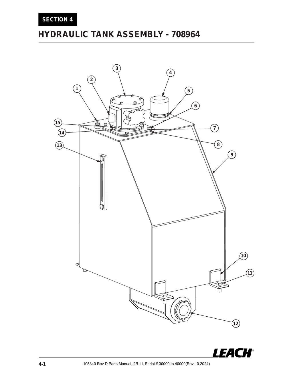 2R-III 30K/40K - PG 048 - Section 4 - HYDRAULIC TANK ASSEMBLY - 708964