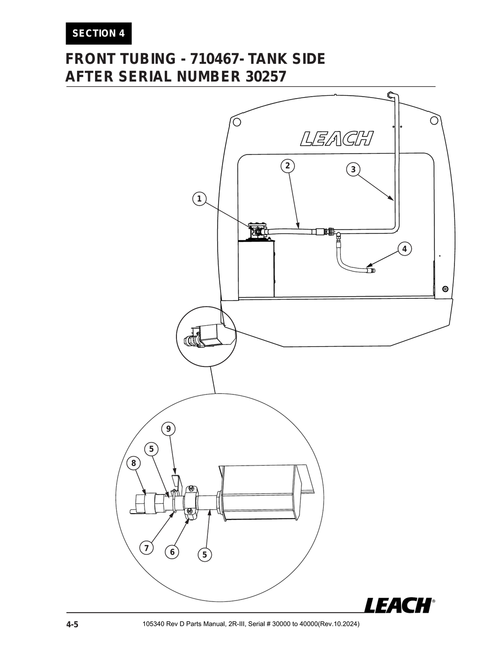 2R-III 30K/40K - PG 052 - Section 4 - FRONT TUBING - 710467 - TANK SIDE  AFTER SERIAL NUMBER 30257