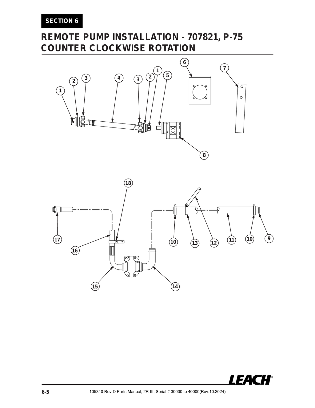 2R-III 30K/40K - PG 082 - Section 6 - REMOTE PUMP INSTALLATION - 707821, P-75 COUNTER CLOCKWISE ROTATION