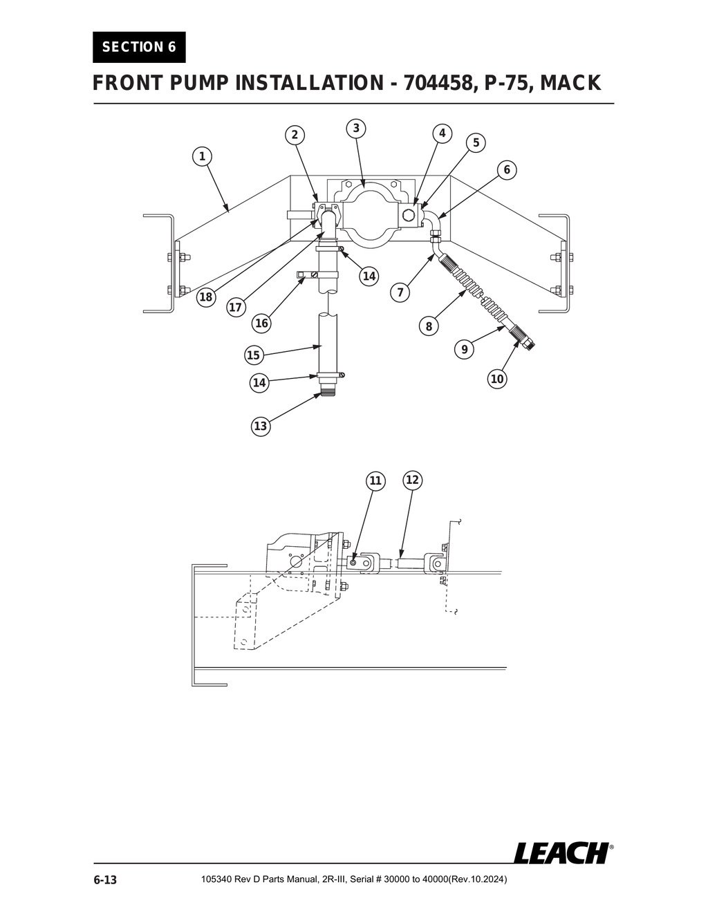 2R-III 30K/40K - PG 090 - Section 6 - FRONT PUMP INSTALLATION - 704458, P-75, MACK