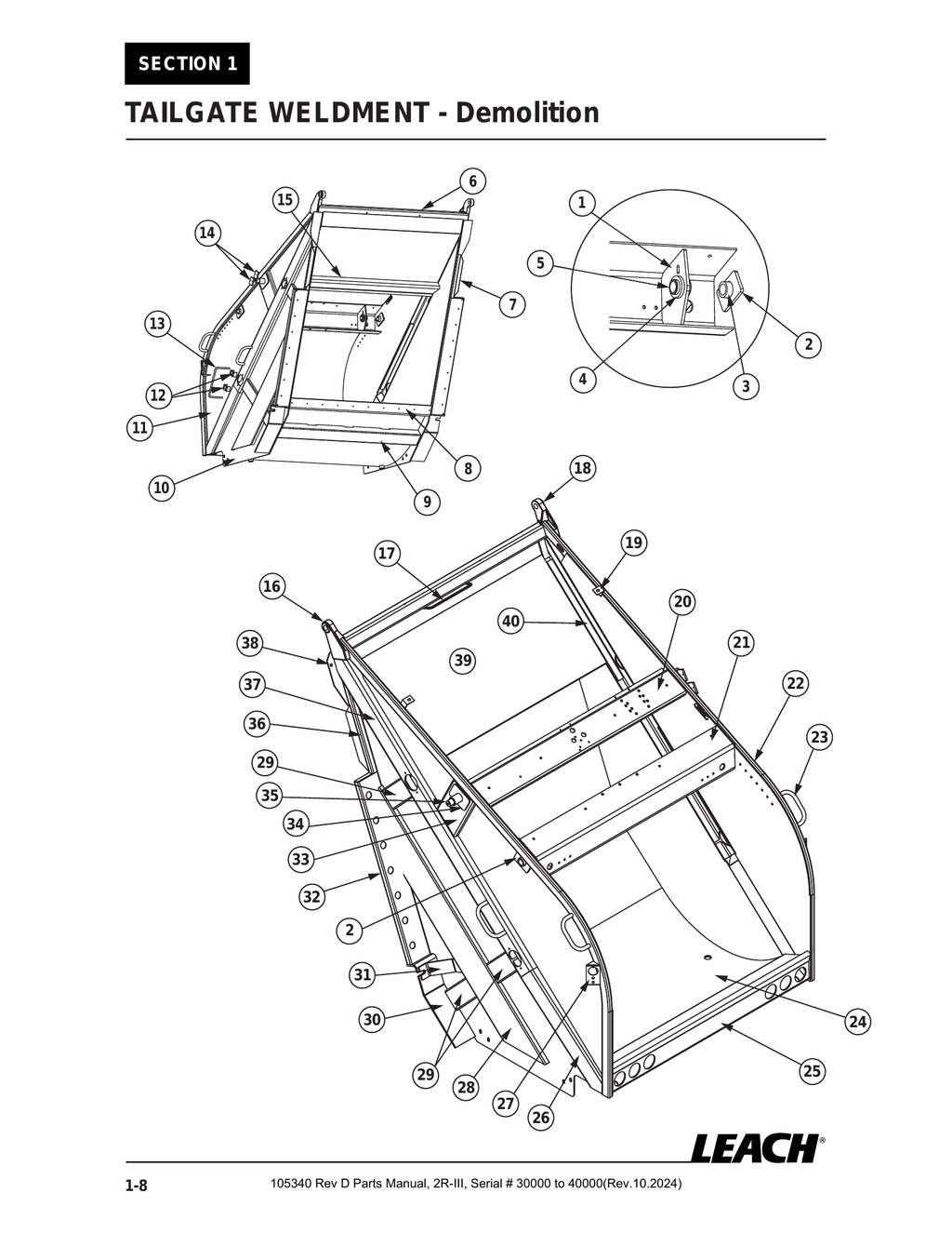 2R-III 30K/40K - PG 008 - Section 1 - TAILGATE WELDMENT - Demolition